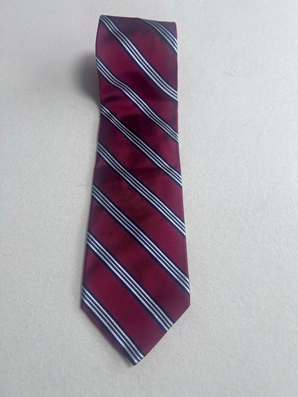Brooks Brothers 100% Silk Tie Burgundy Navy Repp Stripe Made USA Preppy